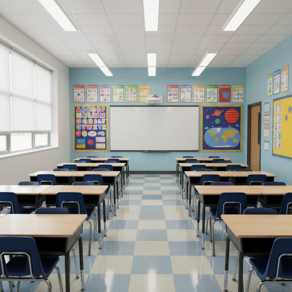 Clean school classroom ready for students
